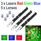 Three laser pointer bundle with colors green, blue and red for one low online price.