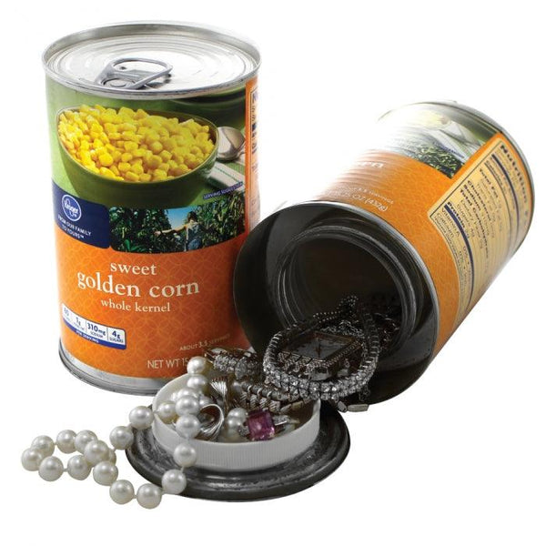 Can of corn diversion safe with hidden compartment you can safely hide valuables inside the secret compartment.