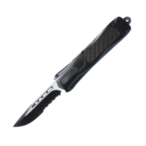 Carbon Fiber Automatic OTF Knife with Belt Clip for women and men self defense protection.