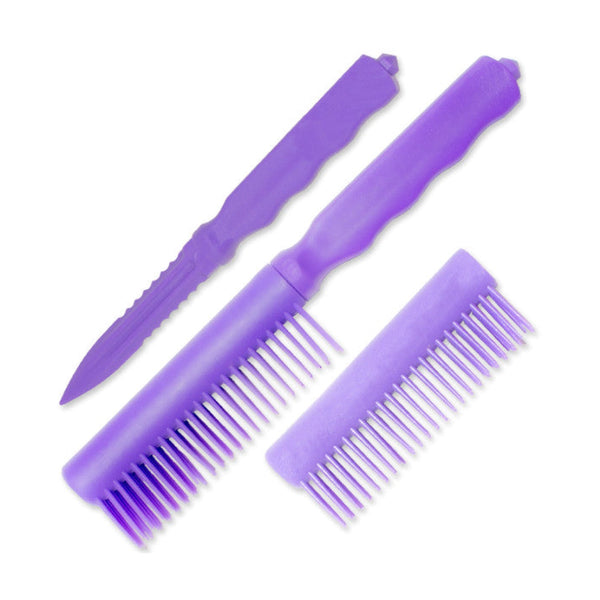 Purple Color Plastic Comb with Hidden Knife
