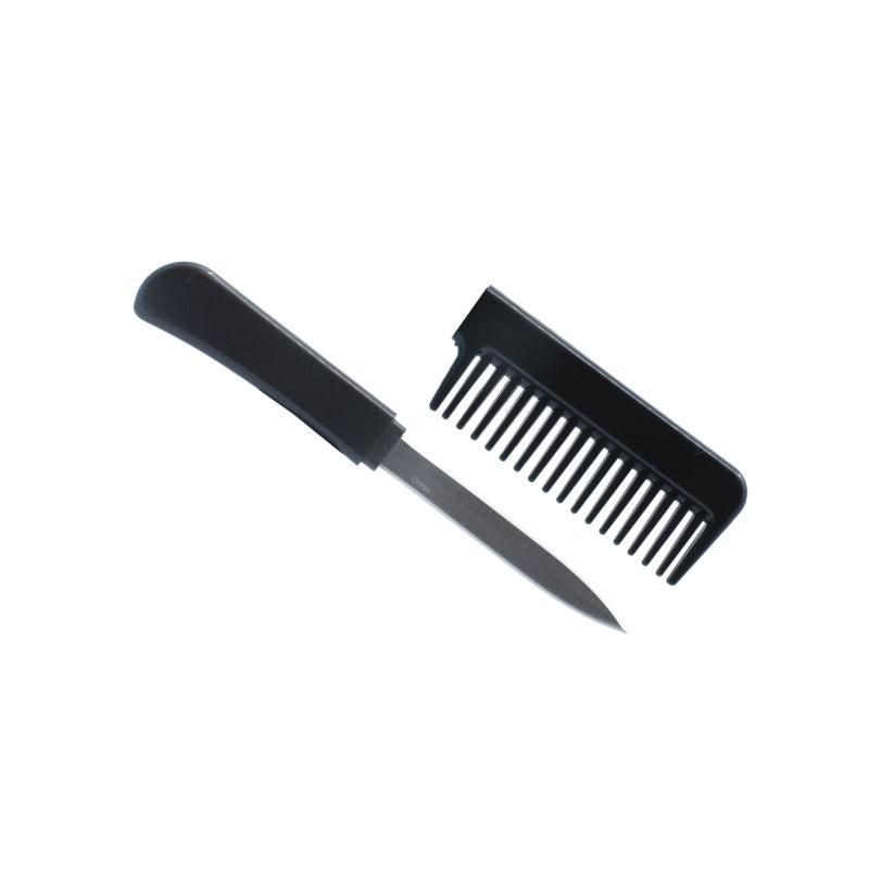 Comb with hidden knife for self defense.