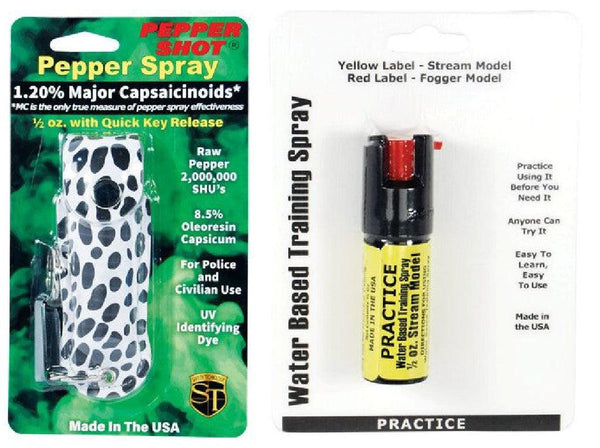 Exclusive offer pepper spray and practice inert spray sold as a bundle package for personal safety and defence.