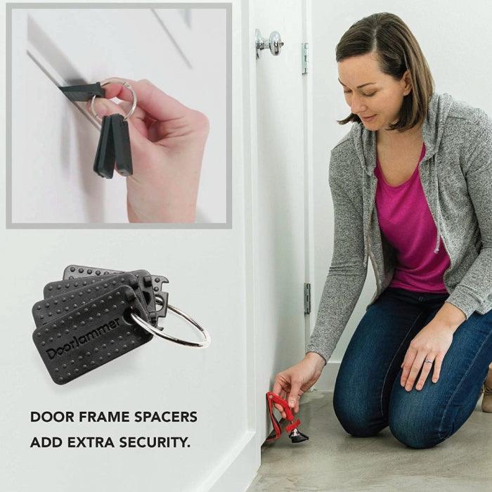  The DoorJammer is a new unique portable door security device for anyone needing privacy and security. It is an ideal solution for people traveling, working, or at home.