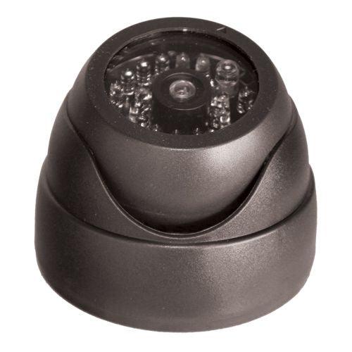 Fake Dummy IR Dome Security Camera with flashing light looks the same as a real camera but  is much more affordable with much less cost. Profile view shown.