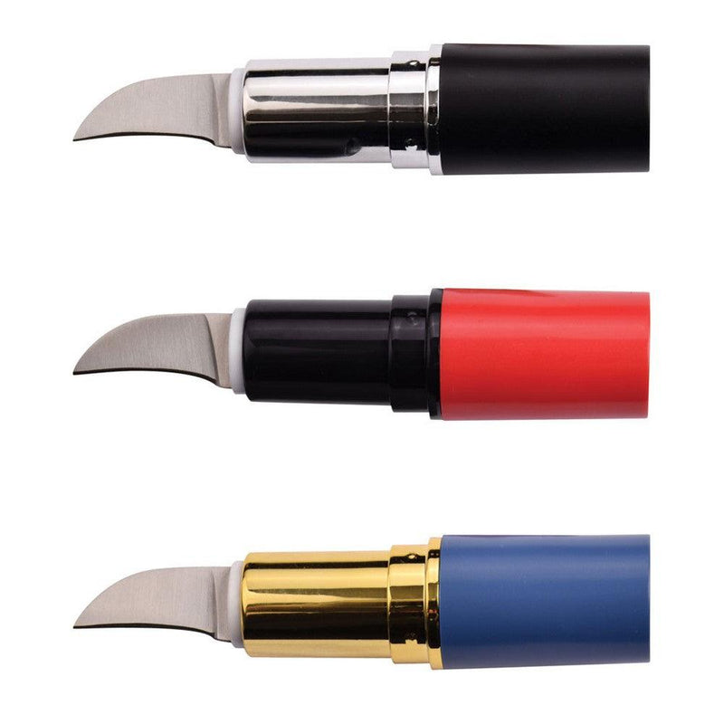 Femme fatale lip sticks with hidden knife available for discounted and bulk wholesale pricing. Excellent for self-defense.