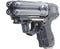The FIRESTORM Black JPX 6 LE Defender pepper gun with laser profile view.