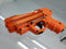 The FIRESTORM orange JPX 6 compact 4 shot pepper gun with laser light profile view.