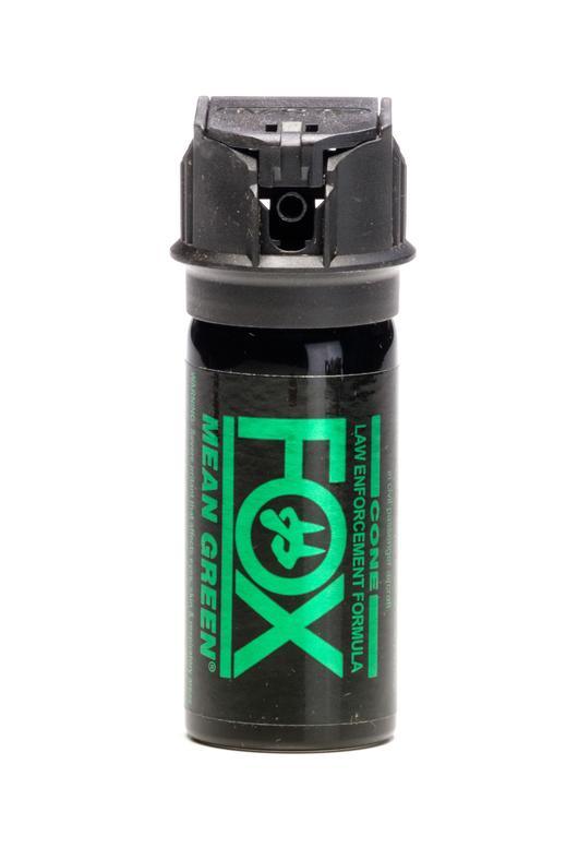 Powerful law enforcement strength Fox Labs Mean Green fog pepper spray for women and men self defense protection.