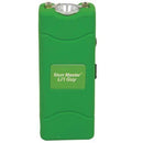 Green color mini stun gun with powerful electrodes offers effective self defense protection.