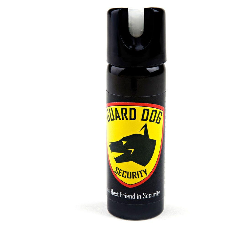 Guard dog pepper spray with safety twist top lever.