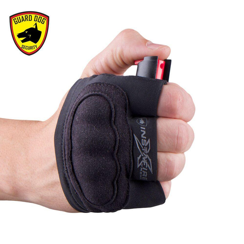 Men pepper spray options while running and jogging outdoors.