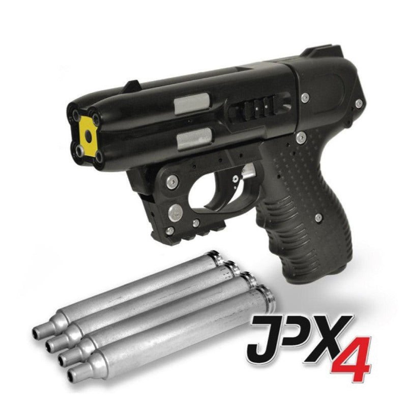 The FIRESTORM JPX 4 shot pepper gun with red laser light profile view shown in image.