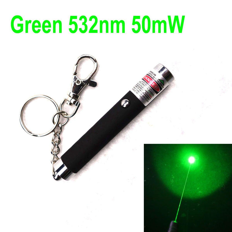 Small Laser Pointer Green Black-Shell-Key-chain powered by one AAA battery.