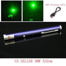 Ultra Bright Rechargeable USB 5mw 532nm Green Laser Pointer blue light for outdoor hobbies and fun.
