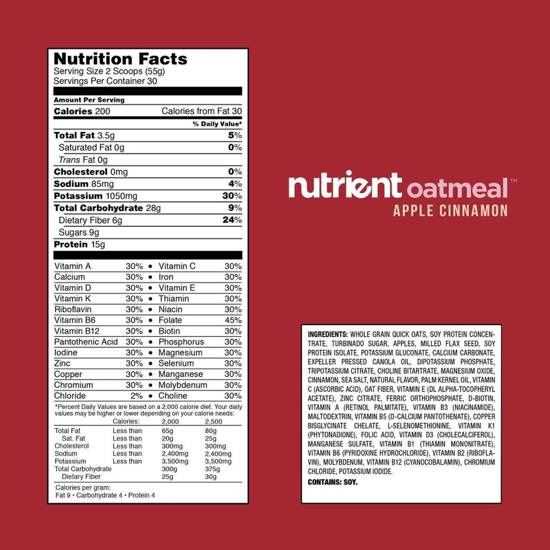 Nutrient (30 Servings) Oat Meal Apple Cinnamon Bulk