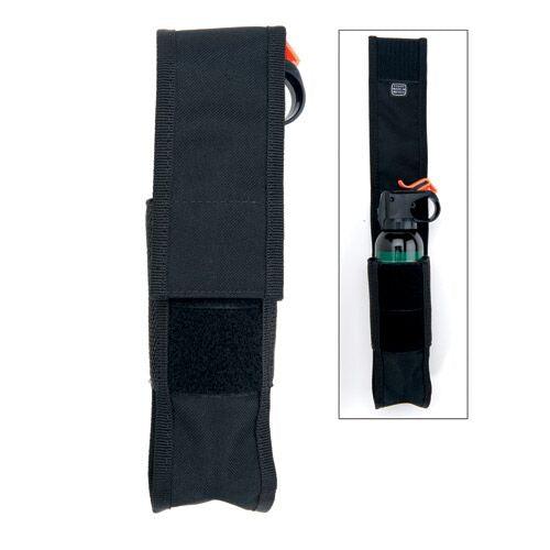Bear spray holster with belt loop to safely carry personal protection when outdoors hunting, camping or hiking.