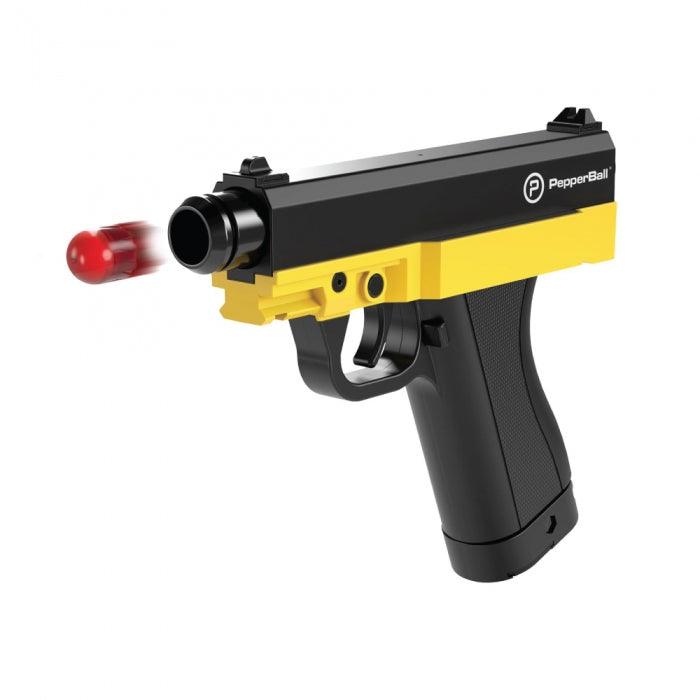Pepper ball gun with long range projectiles.