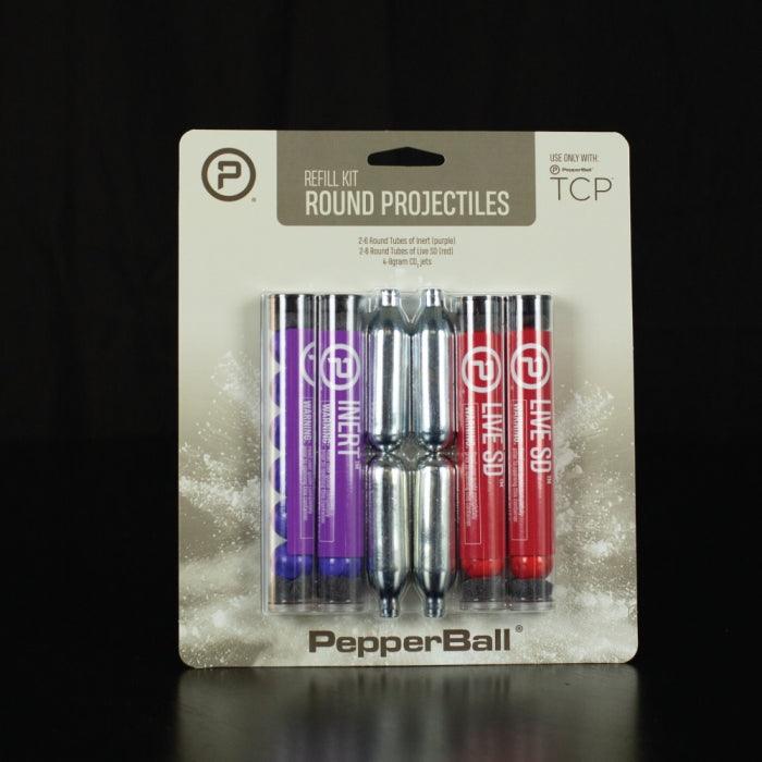 Manufacturer packaging for the Pepper Ball TCP Round Refill Kit for safe shipping.