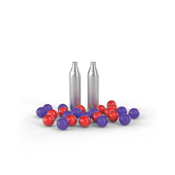 Refill kit with 12 live SD projectiles, 12 inert rounds, and four CO2 cartridges.