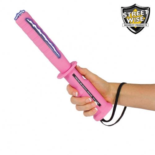 Pink stun gun baton offers effective self defense protection for women.