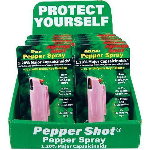12) PS-1A Pink Hard Case Pepper Sprays with Display Option SDP Inc 