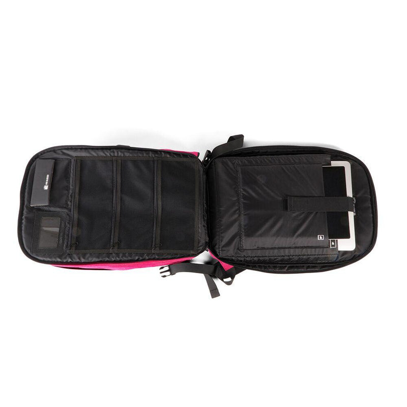 Pink bulletproof backpack for students and adults personal self defense protection as needed. Laptop carrying space shown.