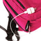 Pink bulletproof backpack for students and adults personal self defense protection as needed. USB cable shown.