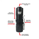 All of the features are outlined for the this tactical LED flashlight for wide-range of uses.