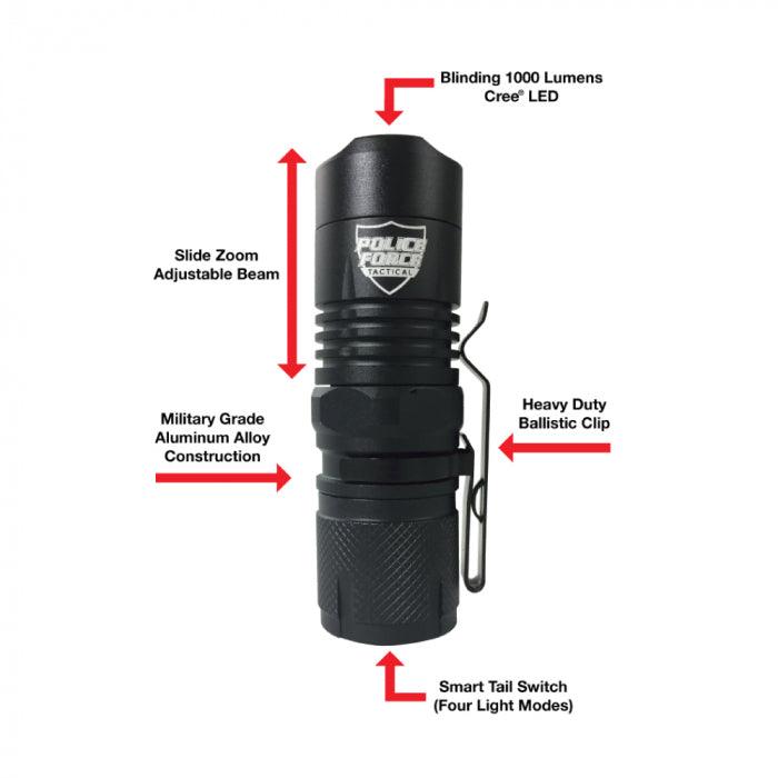 Police Flashlight Mini Police Force Tactical LED Flashlight Law Enforcement & Civilian Use ...