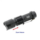 Police Force Mini Tactical Q5 LED Flashlight with Zoom Option.