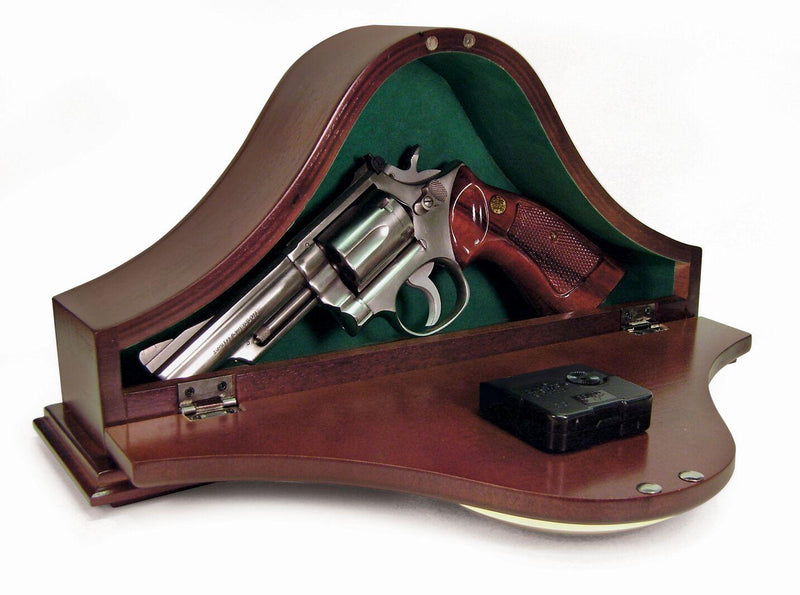 Gun concealment clock with hidden compartment to safely hide valuables or handguns inside.