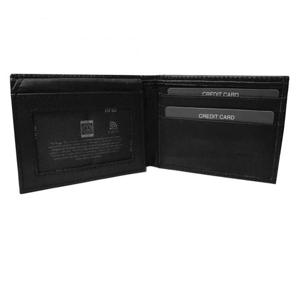 Leather Wallet Bifold w/ Side Flap and RFID Protection