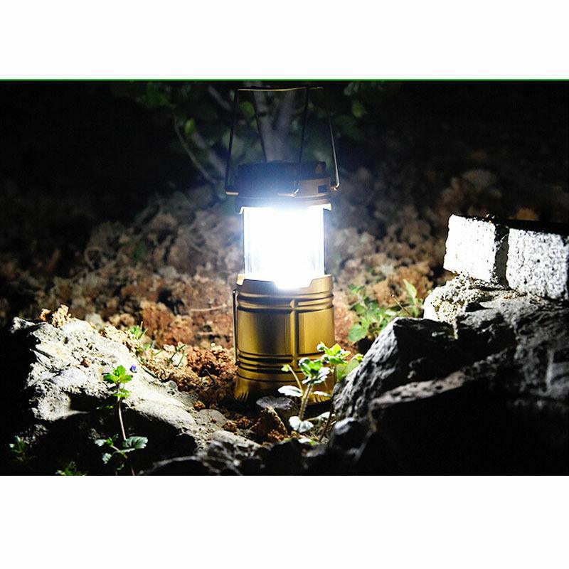 Solar USB Charging Rechargeable Outdoor Camping Lantern Light 6 LED Lamp US