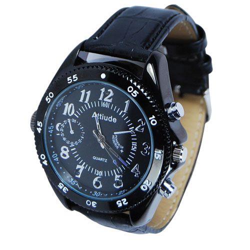 HD Hidden Watch Camera with Built-In DVR, Black Case and Black Band