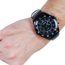 Spy wrist band watch shown worn and how it appears as a normal looking watch.