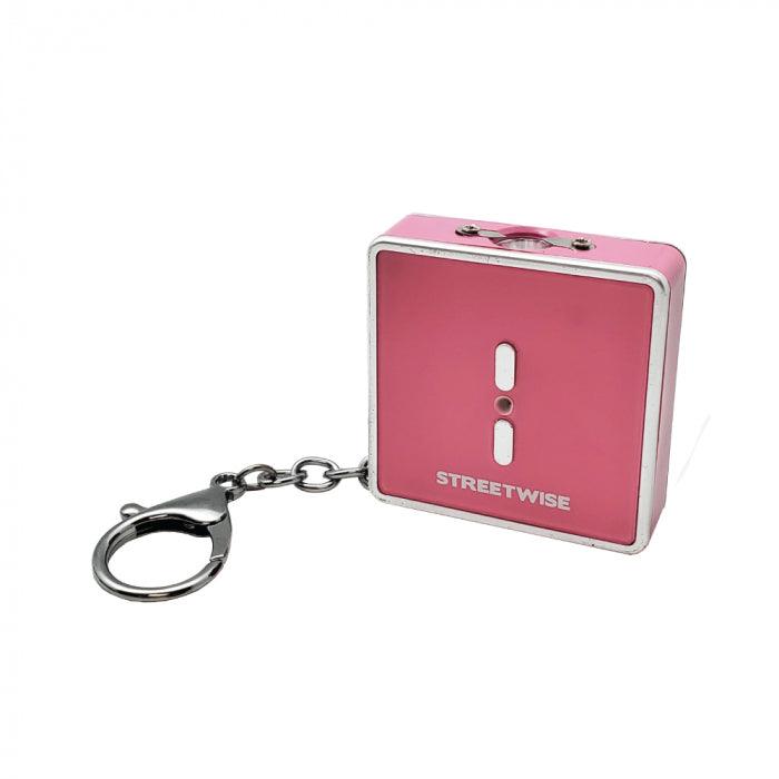 Pink square off key chain stun gun. Excellent for self-defense.