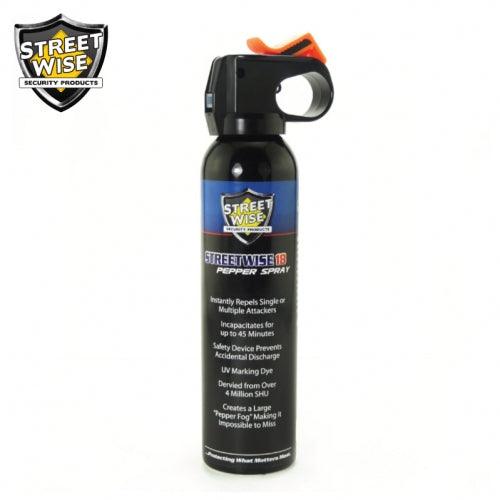 Streetwise Security high volume long reach fog pepper spray with safety lock.