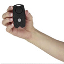 Color black personal alarms with built in LED light for safety and protection.