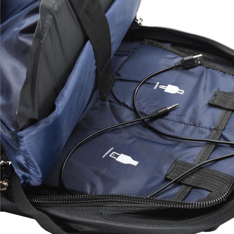 Inside view of the new Streetwise black bulletproof backpack for women and men.