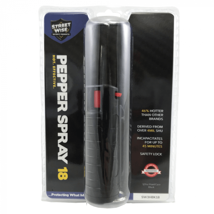 10) 1/2 oz Streetwise Black Hard-Case 18% Pepper Spray with Counter Display Option SDP Inc 
