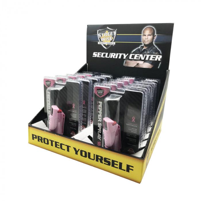 10) 1/2 oz Streetwise Pink Hard-Case 18% Pepper Spray with Counter Display Option SDP Inc 