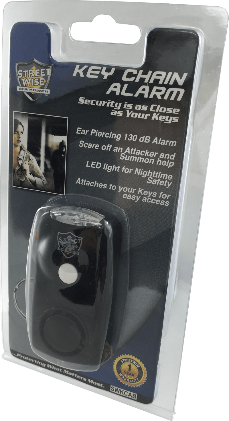 Manufacturer packaging for the Safety Streetwise Security Key Alert with Flashlight key-chain-alarm.