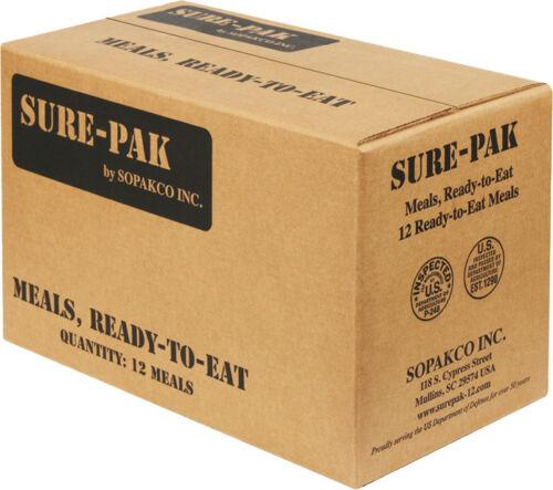 Sure Pak MRE Meals Ready-to-Eat Genuine GI US Military Complete Box - 12 Meals