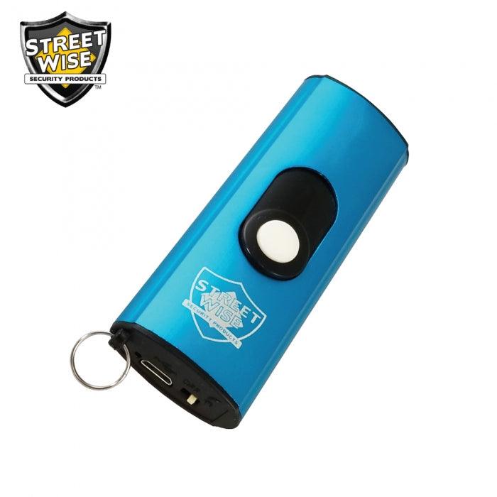 USB Blue Secure Stun Gun with Black Key-Chain Purse Wallet