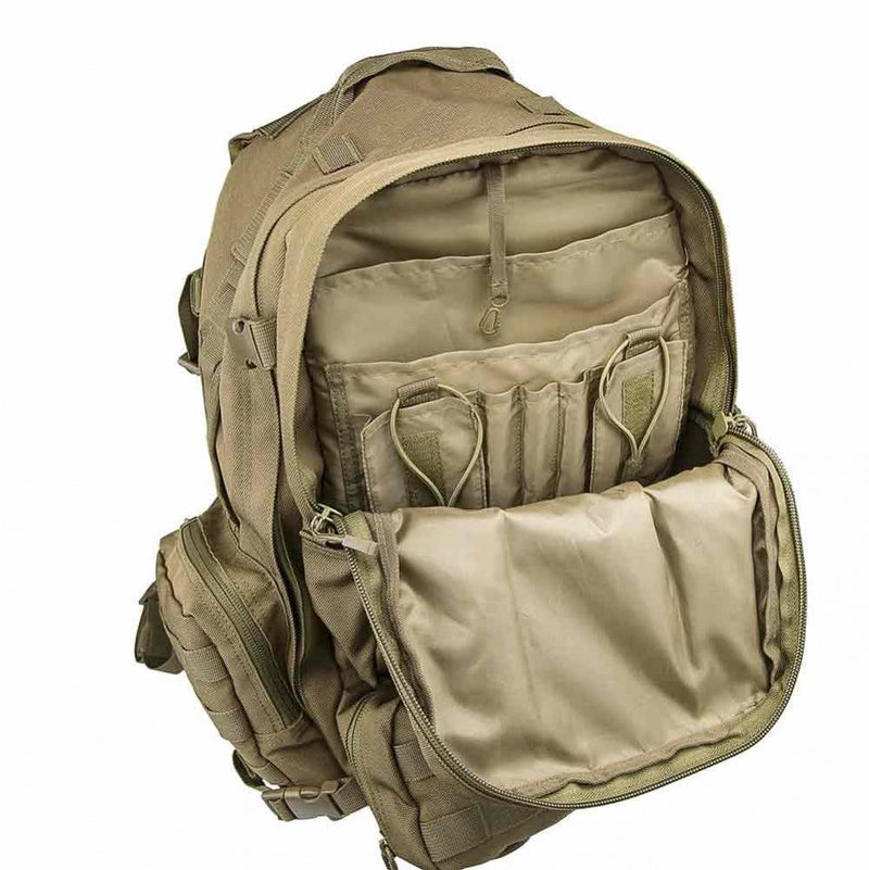 The Vism 3013 3-Day backpack for outdoors shown with large compartment opened.