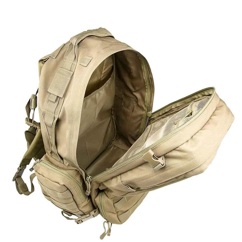 View inside the Vism 3013 3-Day backpack with several large compartments.
