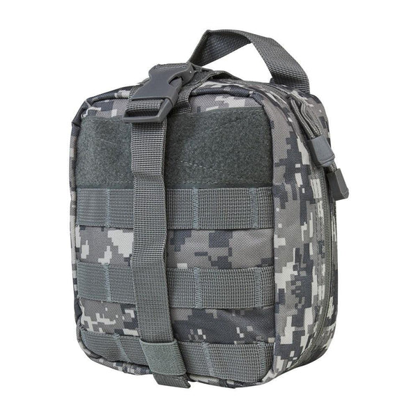 This MOLLE EMT Pouch has a double zippered main compartment that is a tri-fold design that unfolds into three separate compartments
