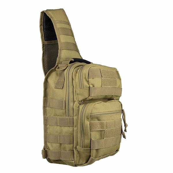 The Vism color tan shoulder sling utility bag for law enforcement and civilian use.