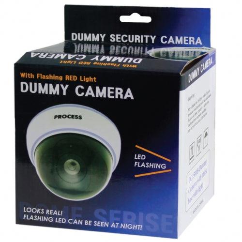 White dummy dome camera that looks just like the real deal. Shown with packaging.
