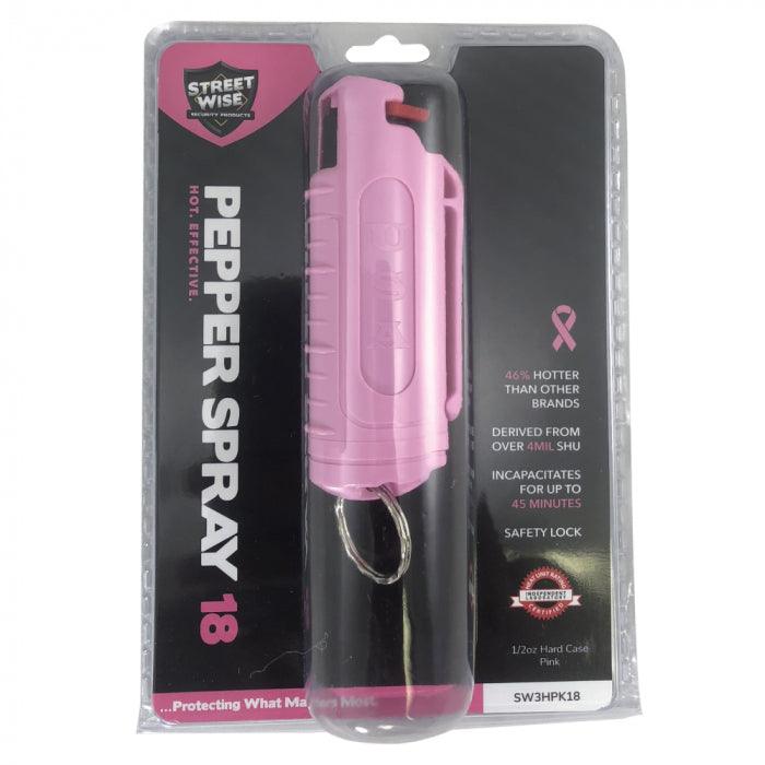 15) 1/2 oz Streetwise Pink Hard-Case 18% Pepper Spray with Counter Display Option SDP Inc 